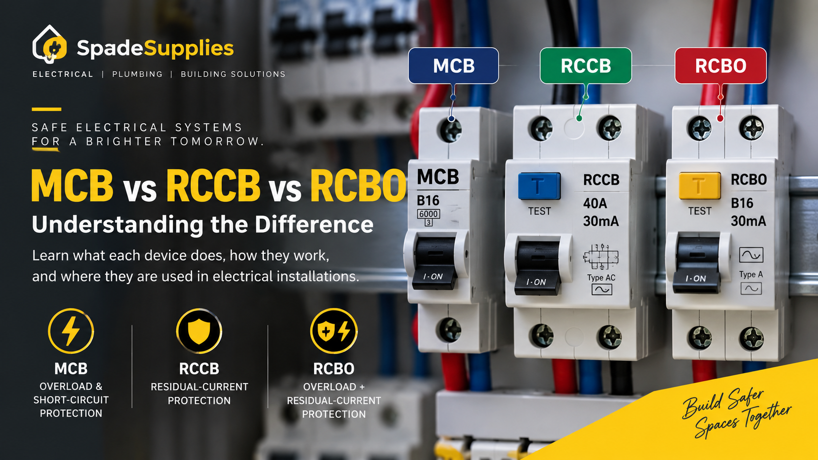 MCB vs RCCB vs RCBO electrical protection devices
