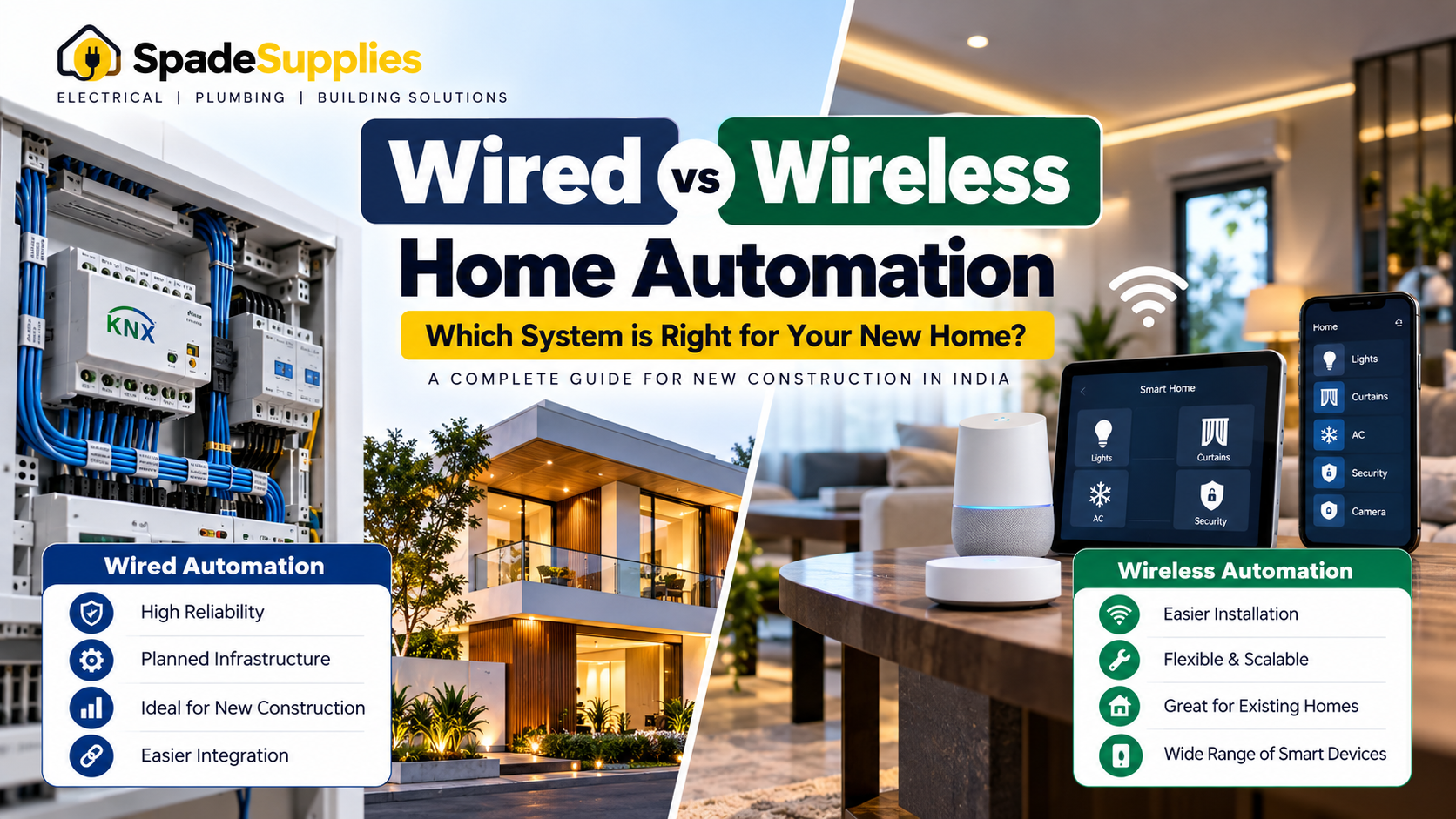 Wired vs wireless home automation system for a new home in India
